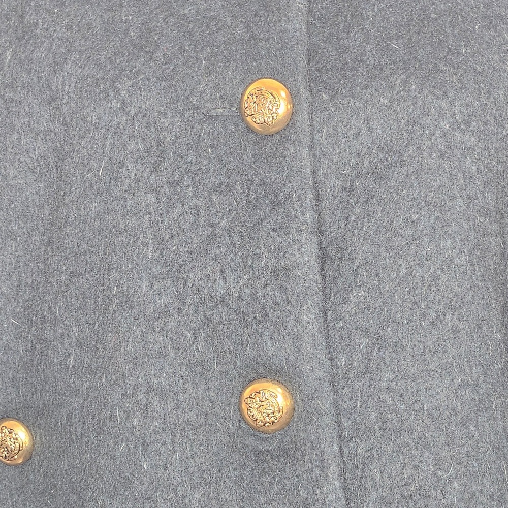 Vintage King Of The Ponchos Wool Cape Dark Green‎ Jacket Gold Crest Buttons - Picture 2 of 5